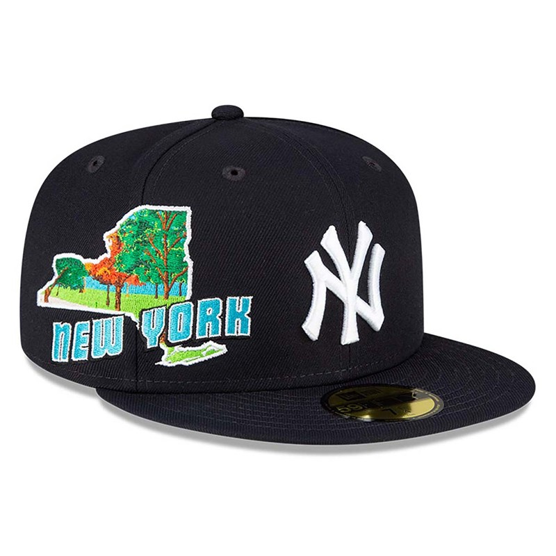 59fifty New Era New York Yankees Stateview Fitted Gorras Azules | VB5326847