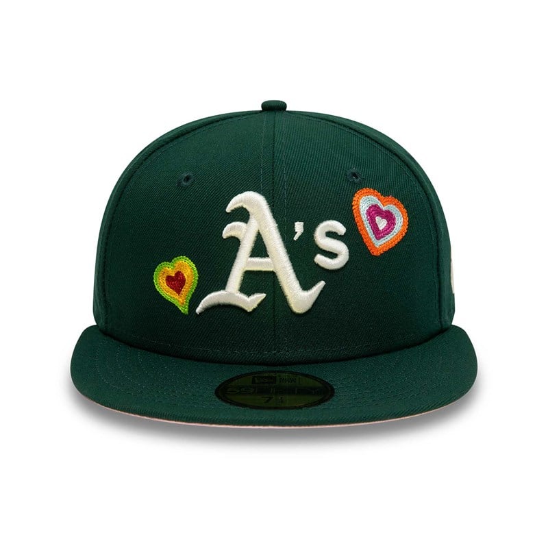 59fifty New Era Oakland Athletics Chain Stitch Heart Fitted Gorras Verdes | DN9618350