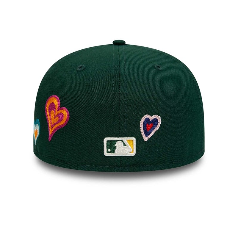 59fifty New Era Oakland Athletics Chain Stitch Heart Fitted Gorras Verdes | DN9618350