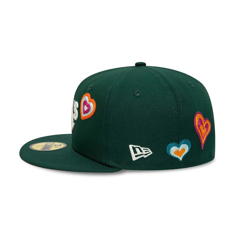 59fifty New Era Oakland Athletics Chain Stitch Heart Fitted Gorras Verdes | DN9618350