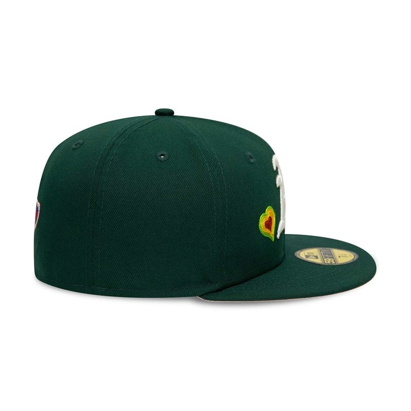 59fifty New Era Oakland Athletics Chain Stitch Heart Fitted Gorras Verdes | DN9618350