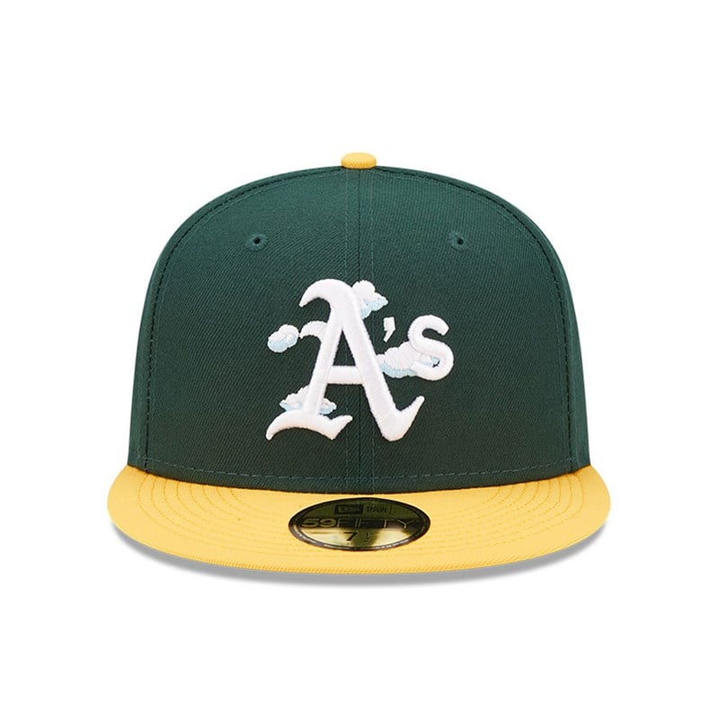 59fifty New Era Oakland Athletics Comic Cloud Fitted Gorras Verdes | OW9723018