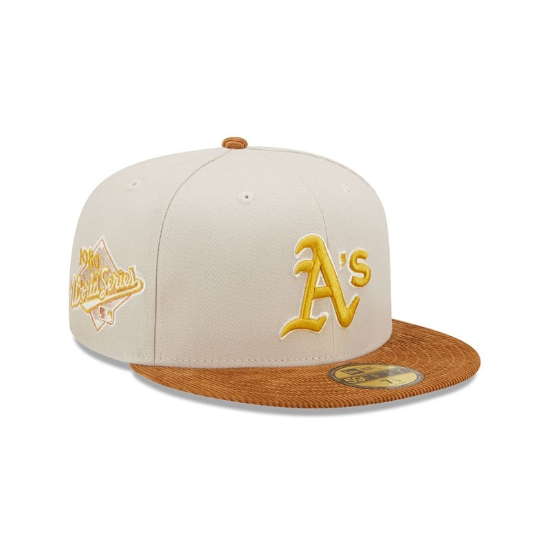 59fifty New Era Oakland Athletics Cord Visor Fitted Gorras Creme | UZ4180395