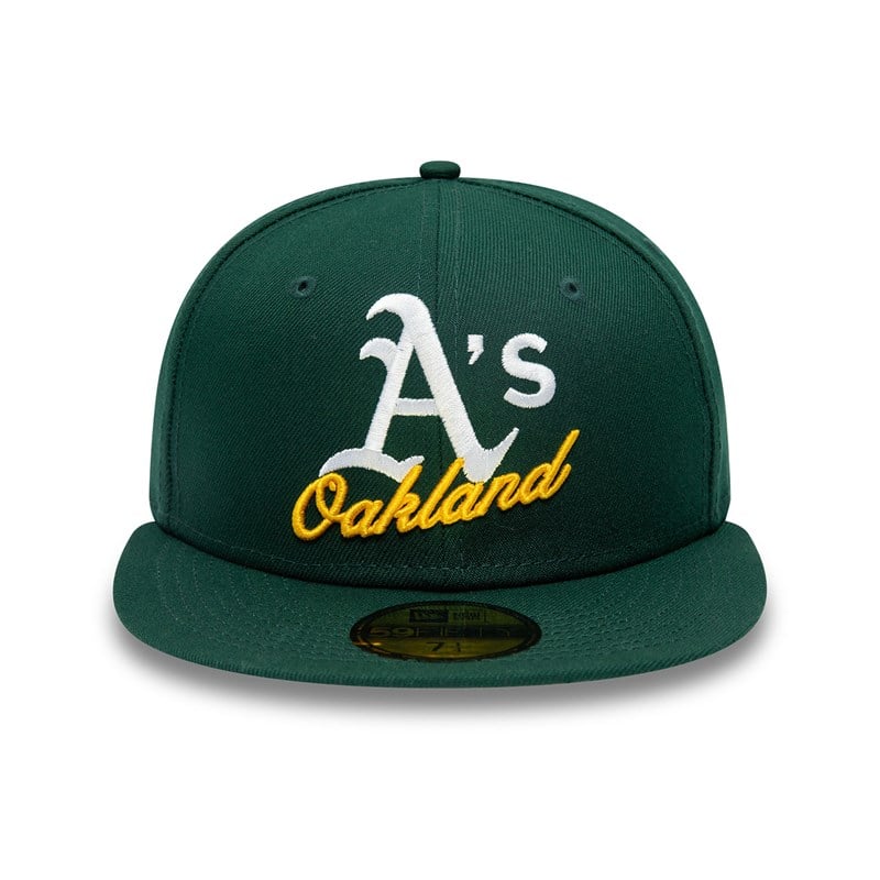 59fifty New Era Oakland Athletics Dual Logo Fitted Gorras Verdes | XW0186923