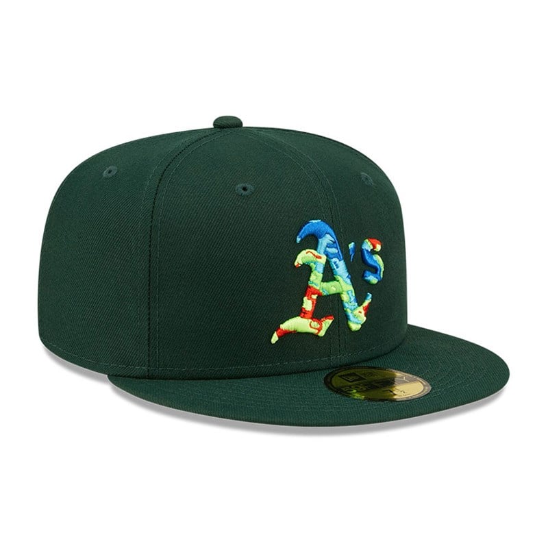 59fifty New Era Oakland Athletics Infrared Fitted Gorras Verdes | OZ6027145