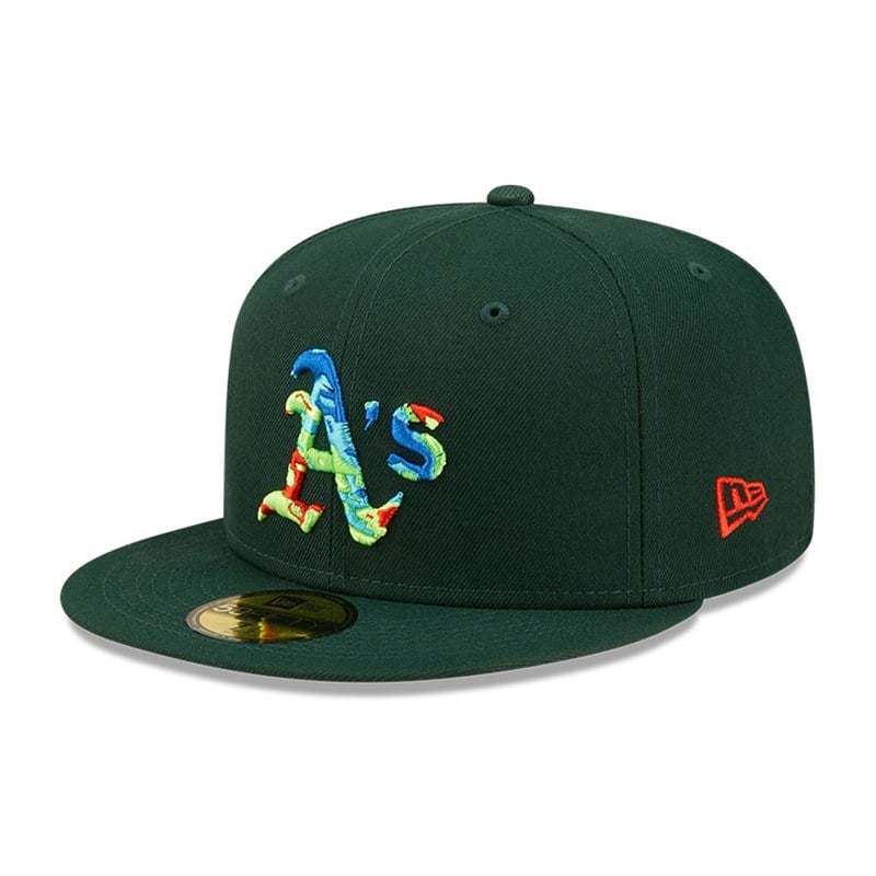 59fifty New Era Oakland Athletics Infrared Fitted Gorras Verdes | OZ6027145