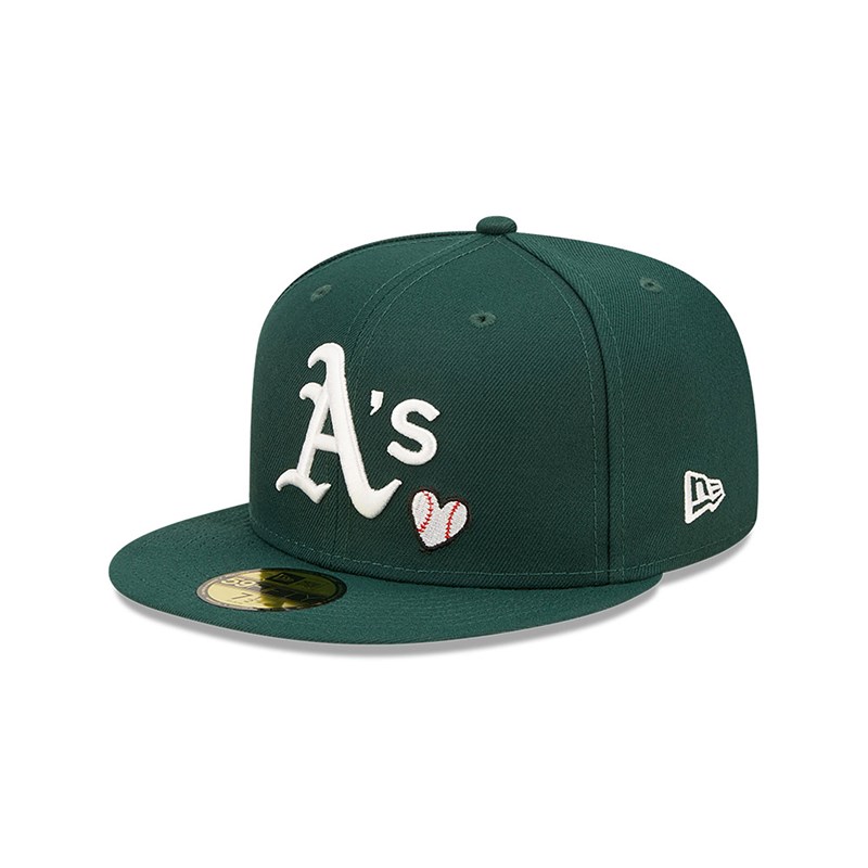 59fifty New Era Oakland Athletics MLB Team Heart Fitted Gorras Verdes | YE9782560