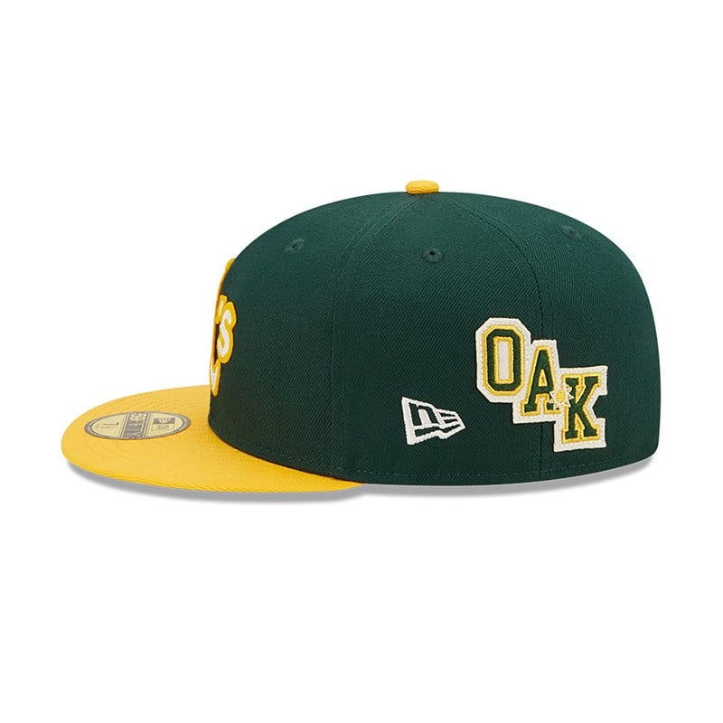 59fifty New Era Oakland Athletics Ne Letterman Fitted Gorras Verdes | MJ9638415