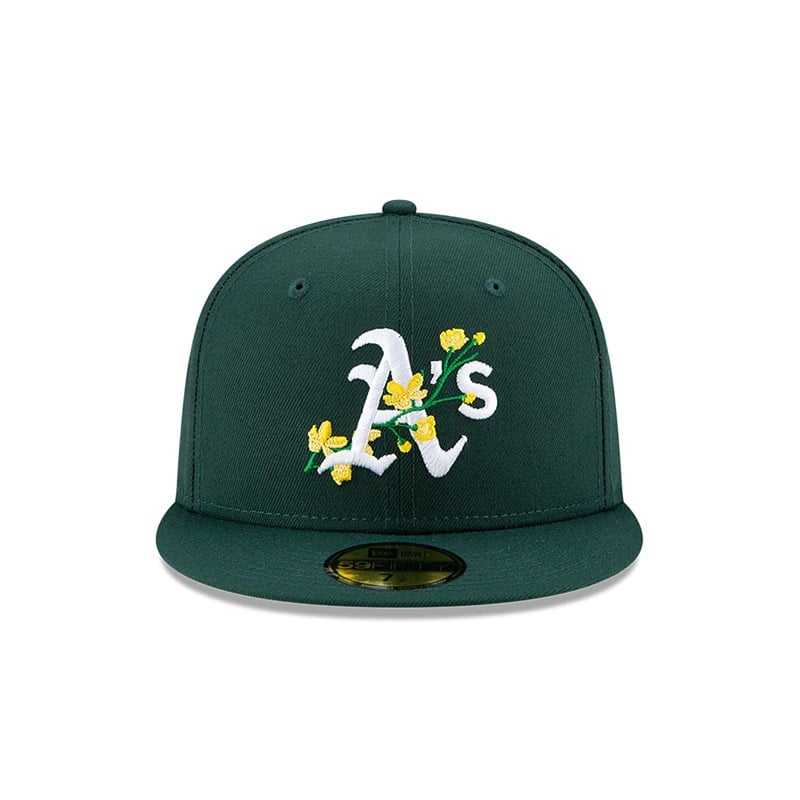 59fifty New Era Oakland Athletics Side Patch Bloom Fitted Gorras Verdes | ZY0571469