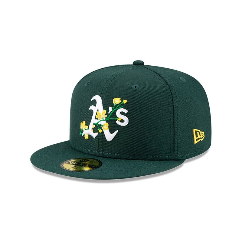 59fifty New Era Oakland Athletics Side Patch Bloom Fitted Gorras Verdes | ZY0571469