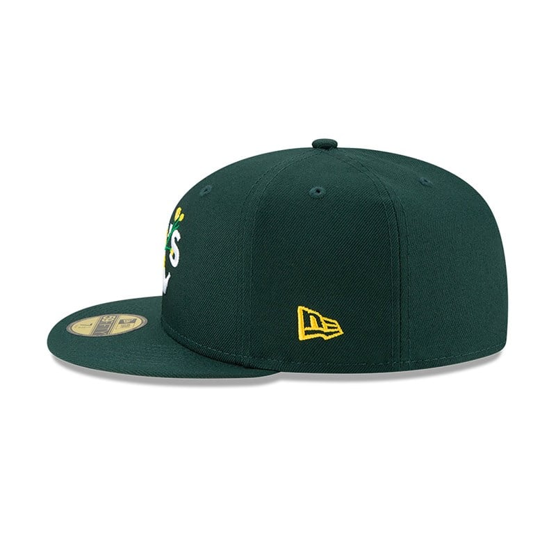 59fifty New Era Oakland Athletics Side Patch Bloom Fitted Gorras Verdes | ZY0571469