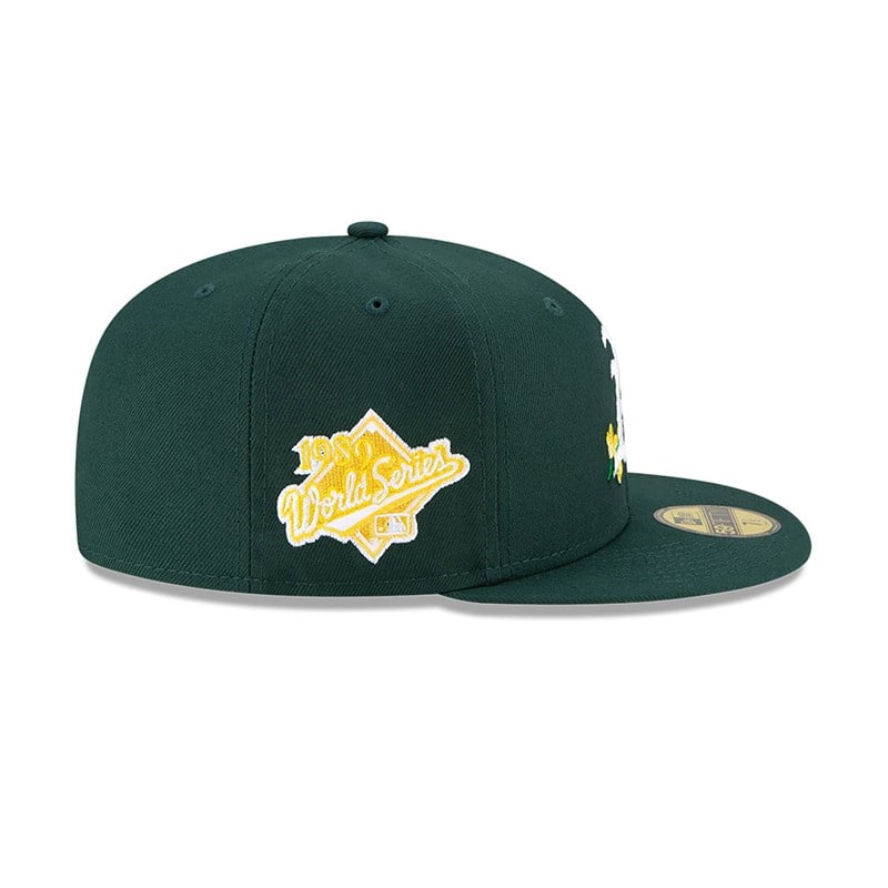 59fifty New Era Oakland Athletics Side Patch Bloom Fitted Gorras Verdes | ZY0571469