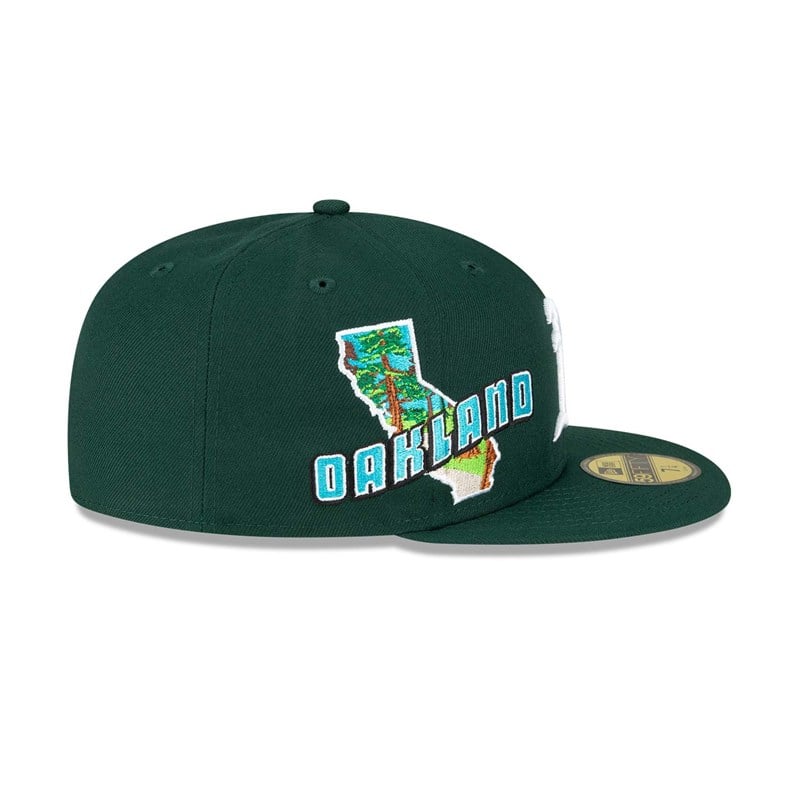 59fifty New Era Oakland Athletics Stateview Fitted Gorras Verdes | QZ7261304