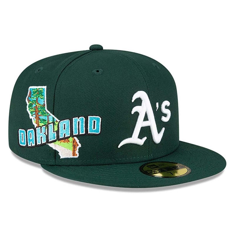 59fifty New Era Oakland Athletics Stateview Fitted Gorras Verdes | QZ7261304