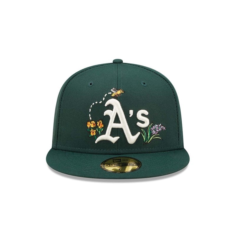 59fifty New Era Oakland Athletics Watercolour Floral Gorras Verdes | YW7053914