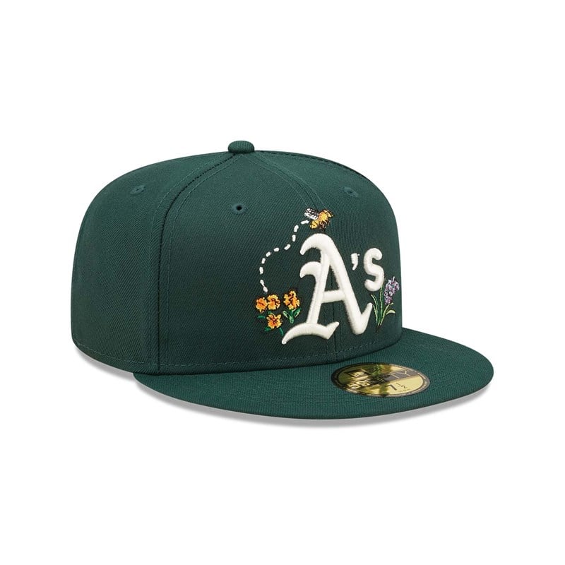 59fifty New Era Oakland Athletics Watercolour Floral Gorras Verdes | YW7053914