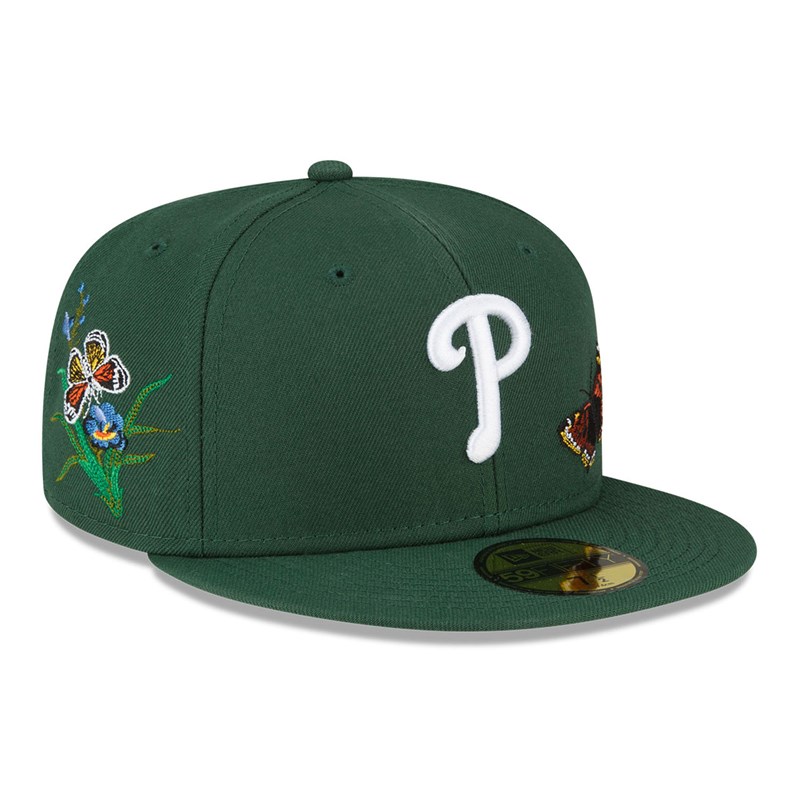 59fifty New Era Philadelphia Phillies Felt X MLB Fitted Gorras Verdes | TE9827061