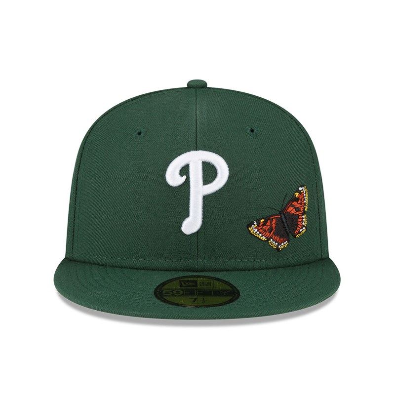 59fifty New Era Philadelphia Phillies Felt X MLB Fitted Gorras Verdes | TE9827061