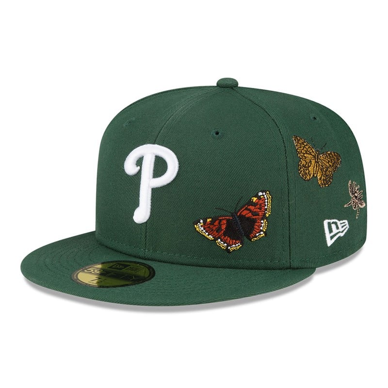 59fifty New Era Philadelphia Phillies Felt X MLB Fitted Gorras Verdes | TE9827061