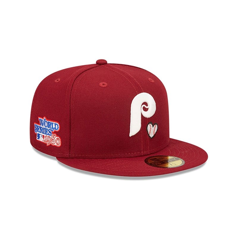 59fifty New Era Philadelphia Phillies MLB Team Heart Fitted Gorras Rojos | NU4219637