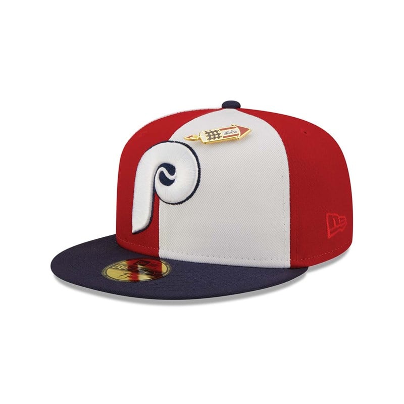 59fifty New Era Philadelphia Phillies Pinwheel Americana Fitted Gorras Rojos | PC4297658