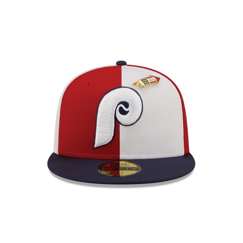 59fifty New Era Philadelphia Phillies Pinwheel Americana Fitted Gorras Rojos | PC4297658