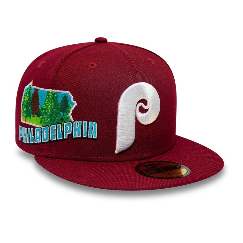 59fifty New Era Philadelphia Phillies Stateview Fitted Gorras Rojos | AY7365810