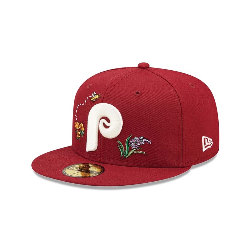 59fifty New Era Philadelphia Phillies Watercolour Floral Gorras Rojos | NU9148753