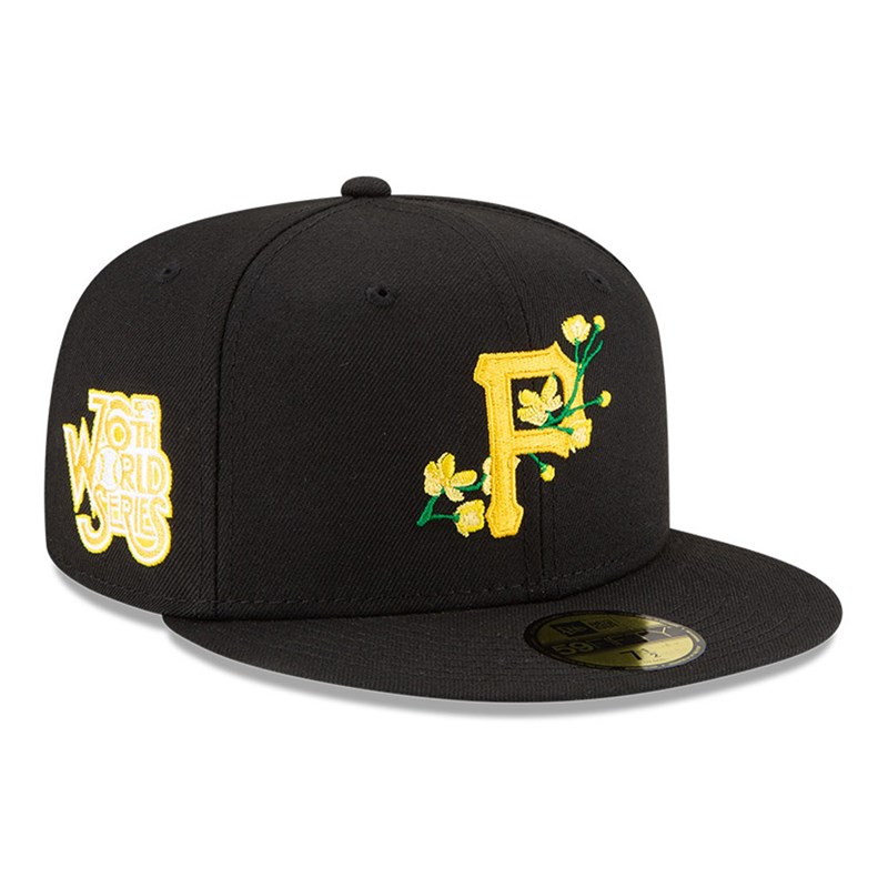 59fifty New Era Pittsburgh Pirates MLB Side Patch Bloom Fitted Gorras Negros | KD4890123