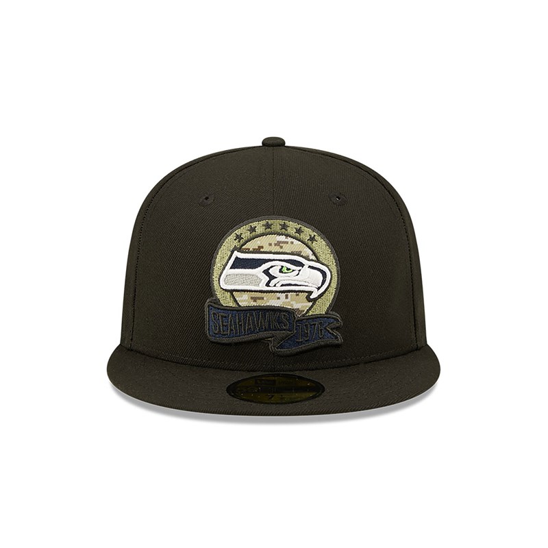 59fifty New Era Seatlle Seahawks NFL Salute To Service Fitted Gorras Negros | DV2589604