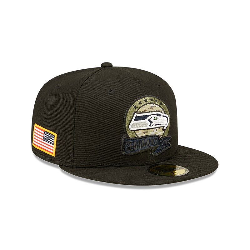 59fifty New Era Seatlle Seahawks NFL Salute To Service Fitted Gorras Negros | DV2589604