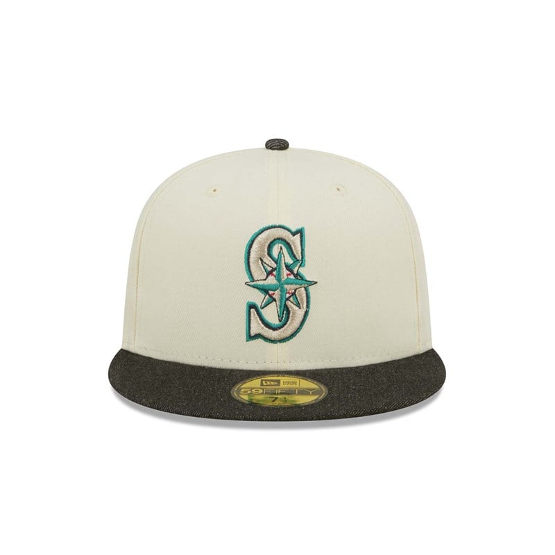 59fifty New Era Seattle Mariners MLB Chrome Fitted Gorras Blancos | ID5398246