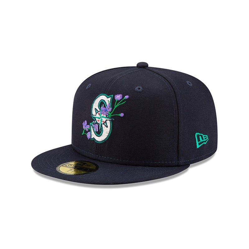 59fifty New Era Seattle Mariners Side Patch Bloom Fitted Gorras Azules | QR5624937