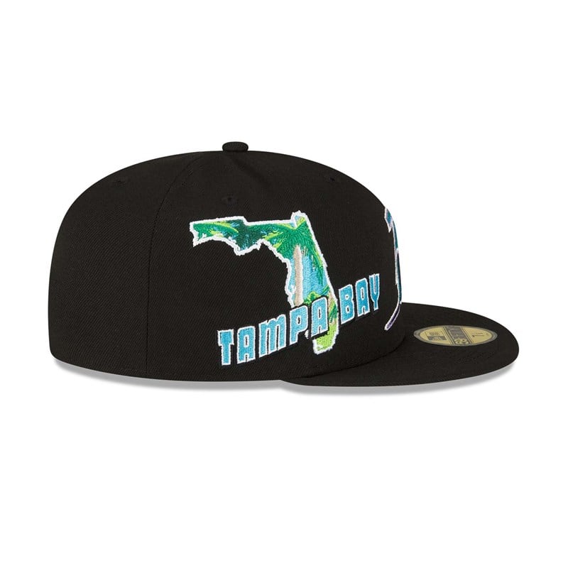 59fifty New Era Tampa Bay Rays Stateview Fitted Gorras Negros | OM3845296