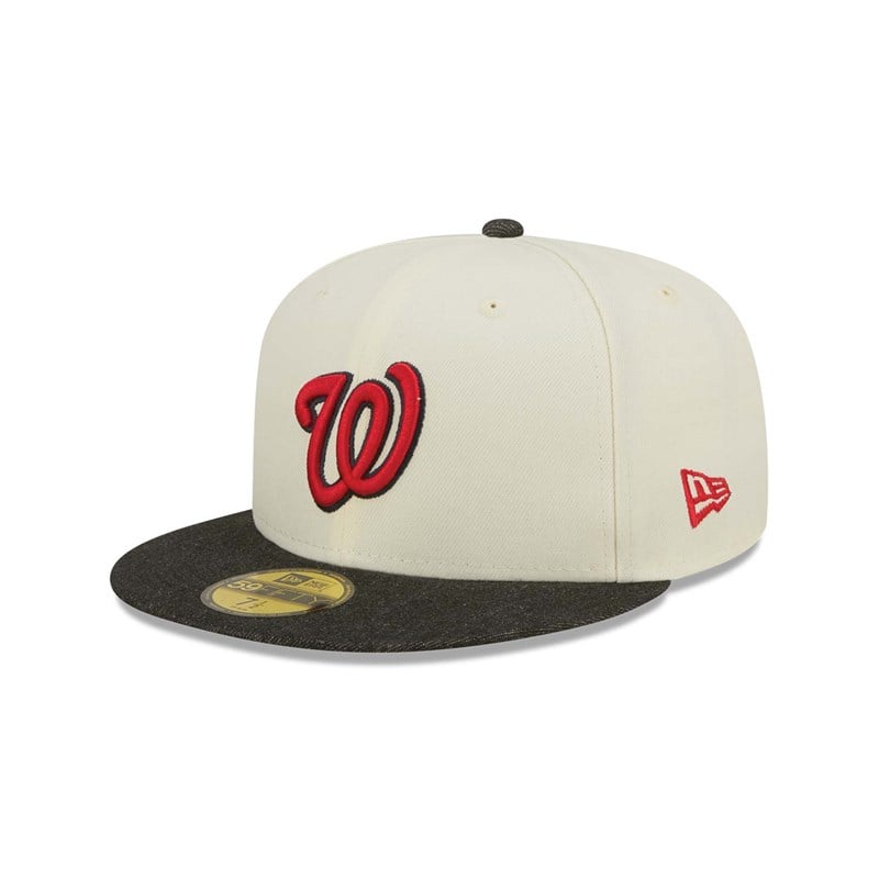 59fifty New Era Washington Nationals MLB Chrome Fitted Gorras Blancos | DS6134289