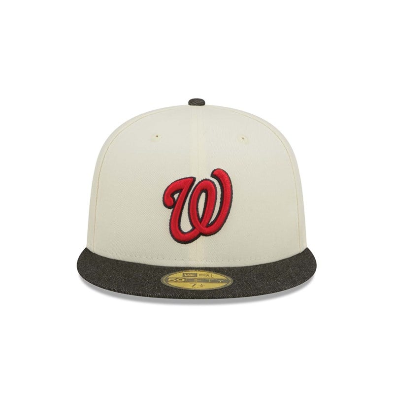 59fifty New Era Washington Nationals MLB Chrome Fitted Gorras Blancos | DS6134289