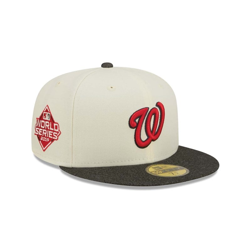 59fifty New Era Washington Nationals MLB Chrome Fitted Gorras Blancos | DS6134289