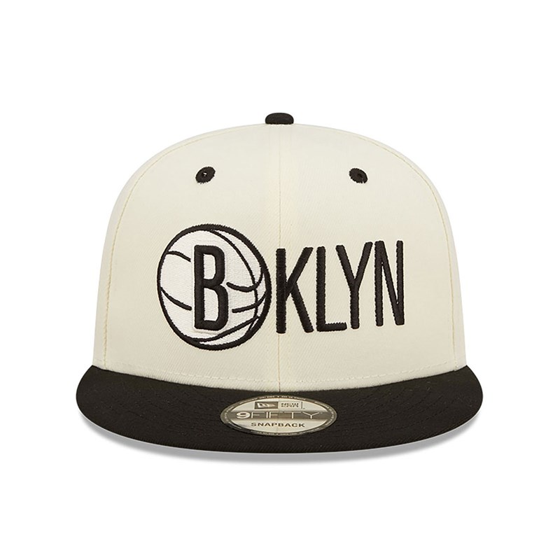 9fifty New Era Brooklyn Nets Logo Blend Gorras Blancos | QL3956712