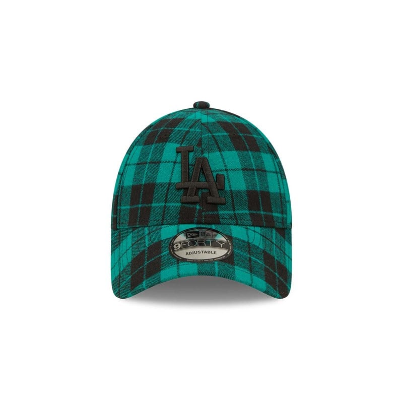 9forty New Era La Dodgers Plaid Adjustable Gorras Verdes | UP6140938