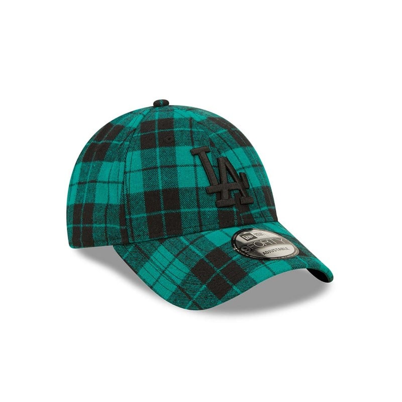 9forty New Era La Dodgers Plaid Adjustable Gorras Verdes | UP6140938