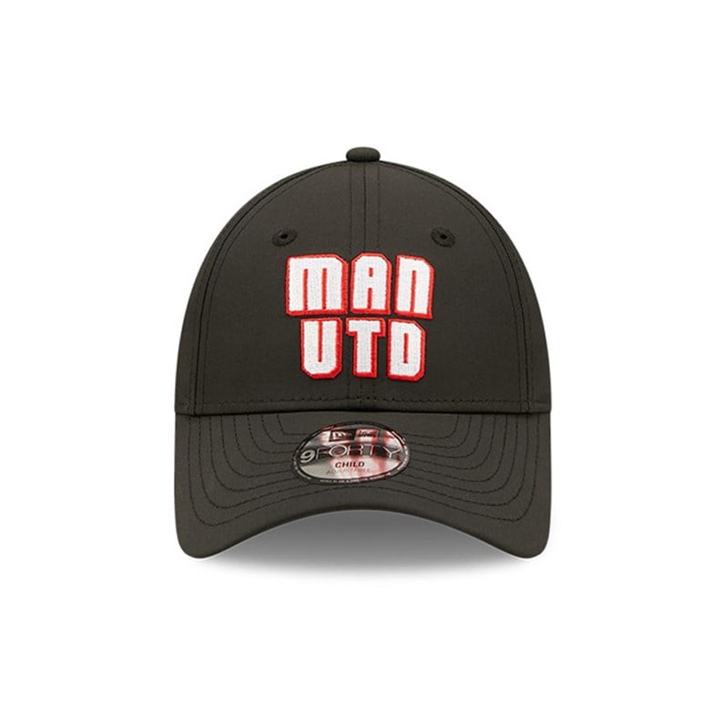 9forty New Era Manchester United Wordmark Youth Adjustable Gorras Negros | XP6702983