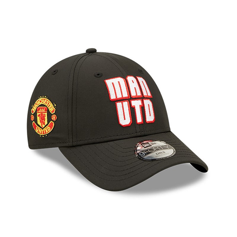 9forty New Era Manchester United Wordmark Youth Adjustable Gorras Negros | XP6702983