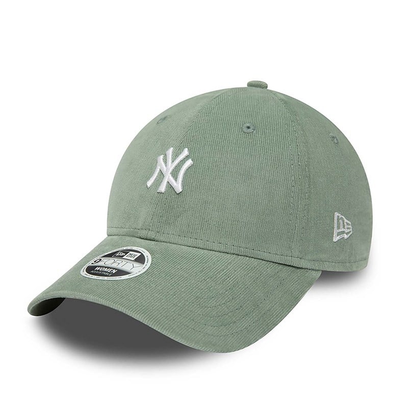 9forty New Era New York Yankees Womens Cord Mini Logo Medium Adjustable Gorras Verdes | UQ6402573