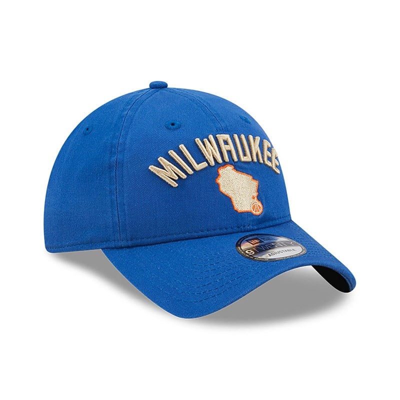 9twenty New Era Milwaukee Bucks Authentics City Edition Adjustable Gorras Azules | BC1609754