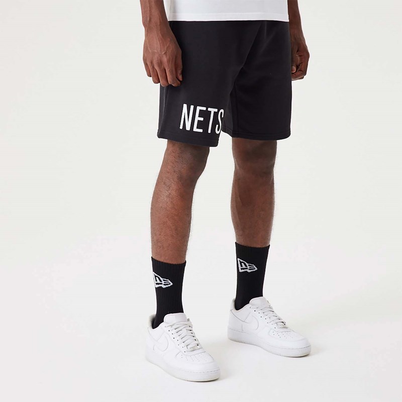 Bermudas New Era Brooklyn Nets NBA Wordmark Oversized Negros | AR6381520