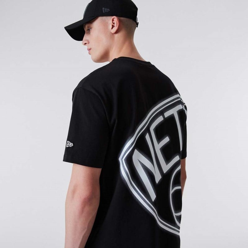 Camiseta New Era Brooklyn Nets Neon Oversized Negros | HC2947056