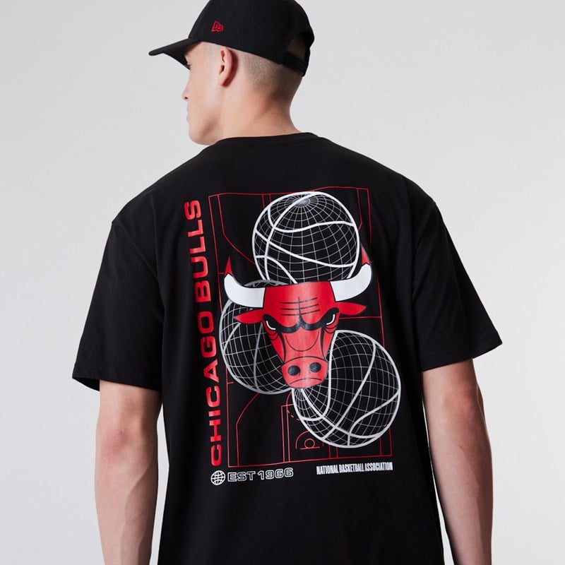 Camiseta New Era Chicago Bulls Basketball Estampados Negros | GR0925384