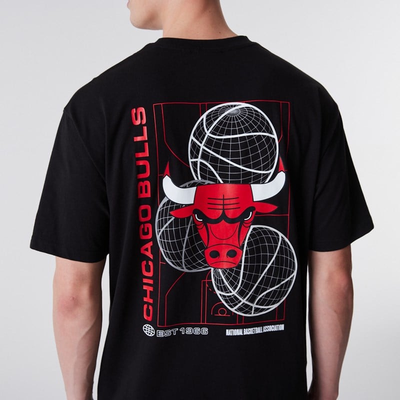 Camiseta New Era Chicago Bulls Basketball Estampados Negros | GR0925384