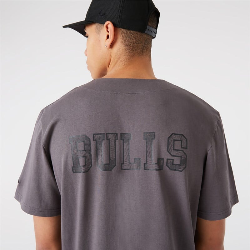 Camiseta New Era Chicago Bulls Button Jersey Grises | ZL8412367