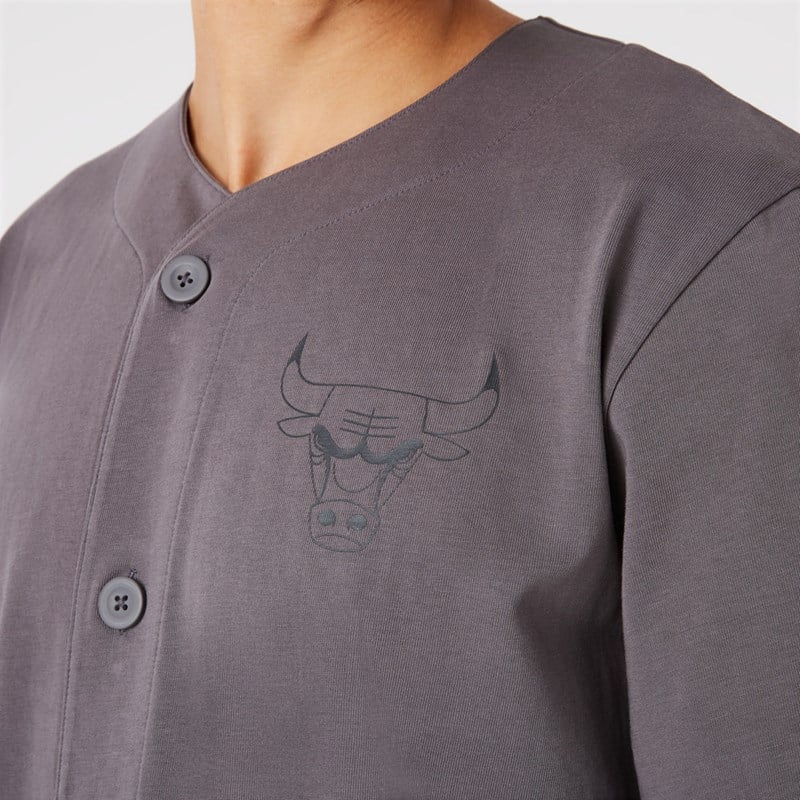 Camiseta New Era Chicago Bulls Button Jersey Grises | ZL8412367